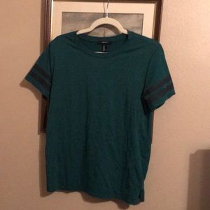 Green faux jersey top